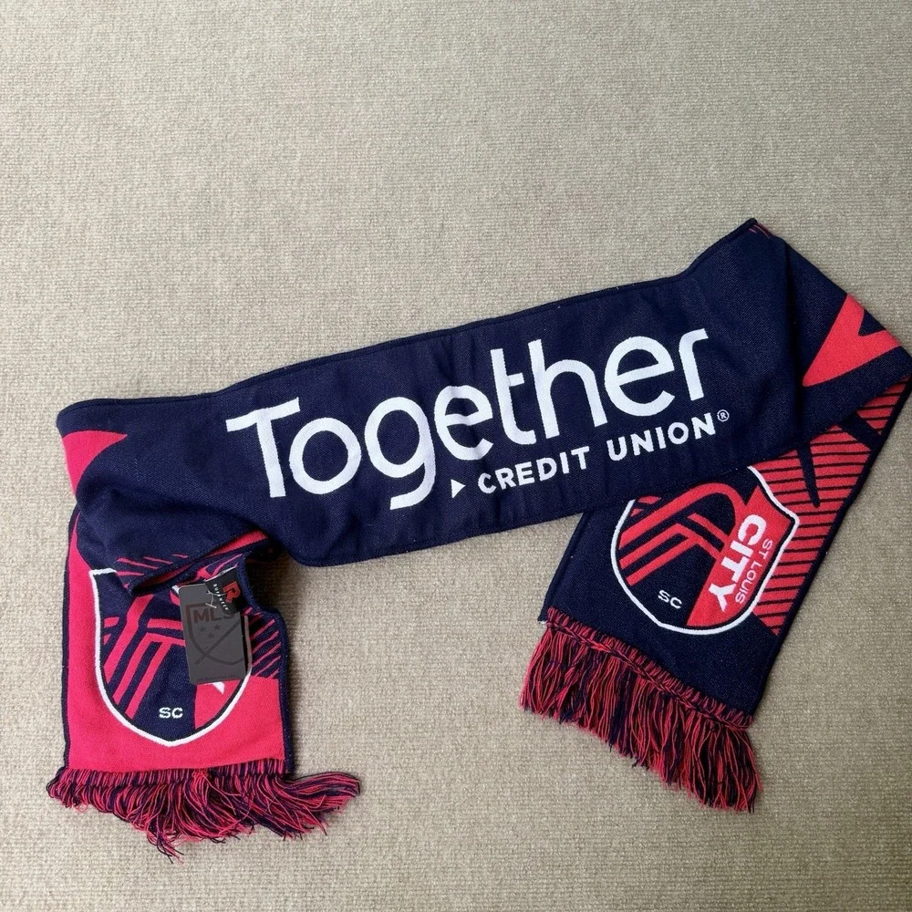 St Louis City SC MLS Soccer Scarf Together Credit Union Ruffneck NWT Pink Navy